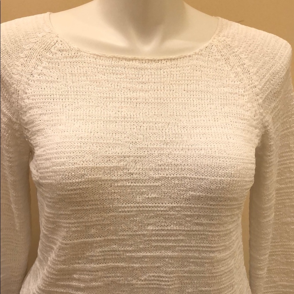 DNKY White Poly Knit-like Top sz L